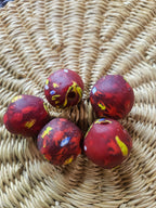 24mm Fused Krobo Recycled Glass Focal Bead – Crimson Fusion