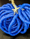 Royal Cobalt Blue Krobo Powdered Glass Tube Beads | Handmade Recycled Glass Beads from Ghana | Aadampo African Beads