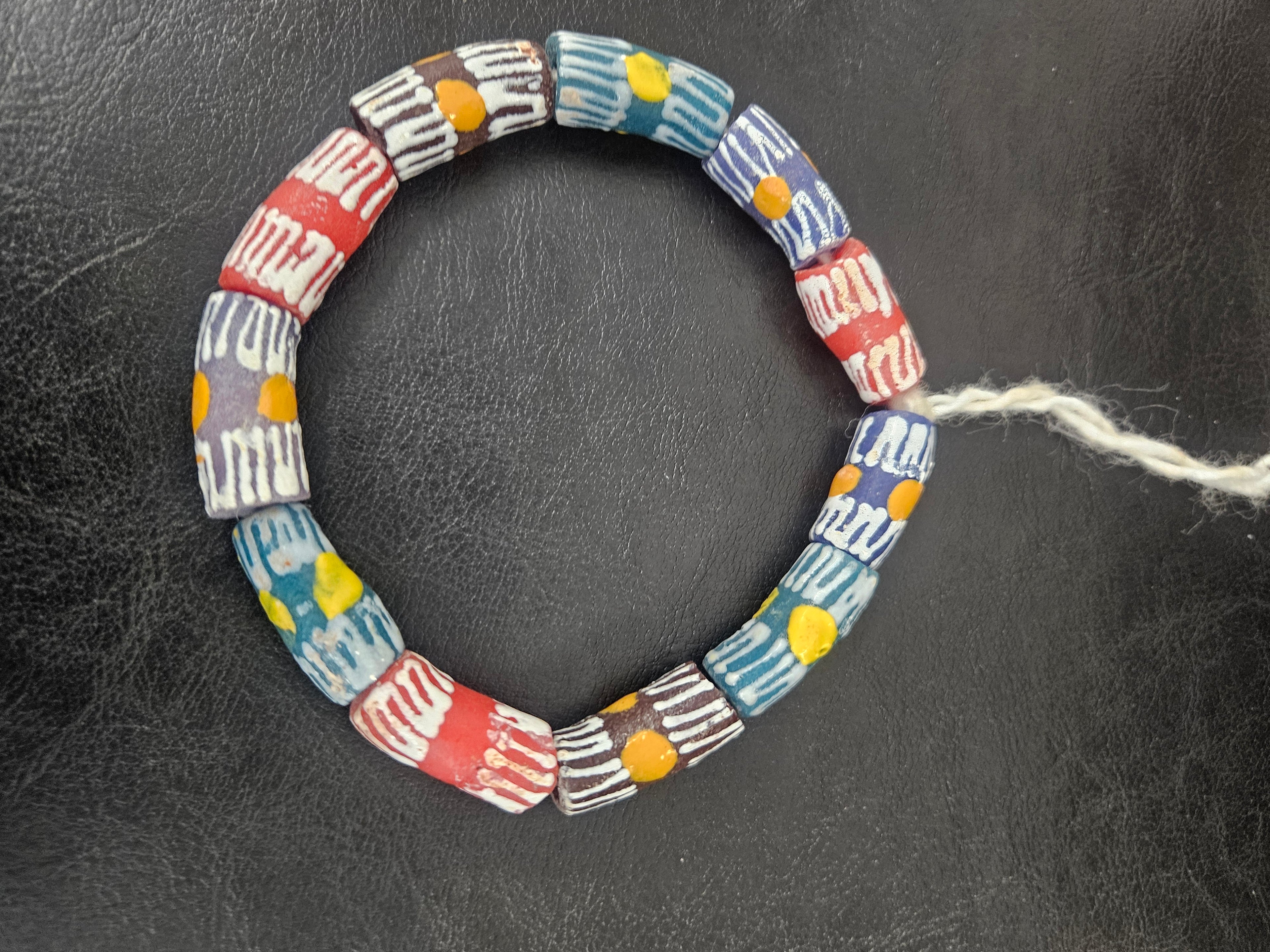 African Glass Beads – Painted Krobo Long Tubes, Multicolor Krobo Beads