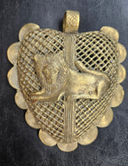 Lion on Adinkrahene African Brass Pendant | Handmade in Ghana