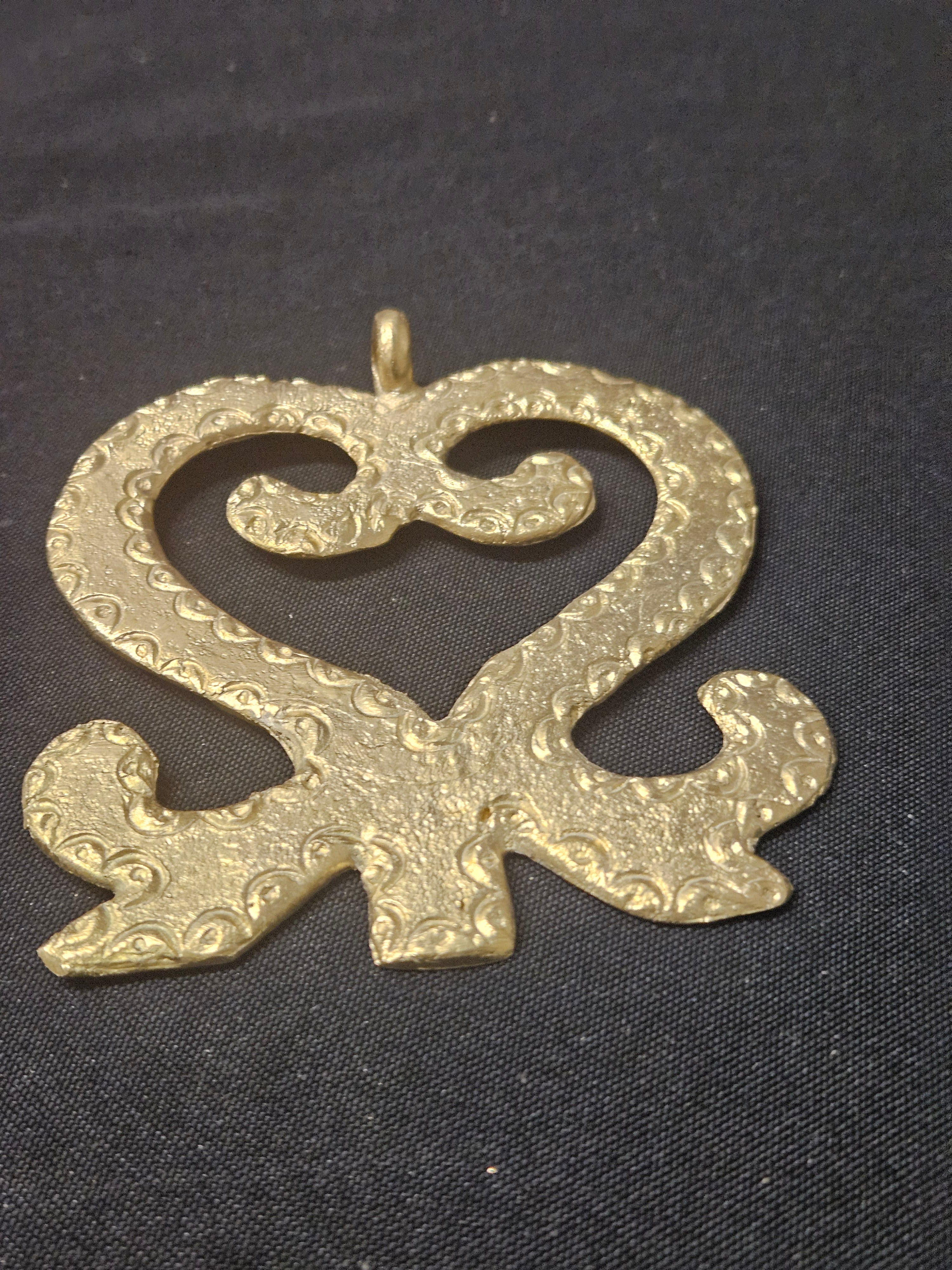 Oversized Sankofa Ashanti Brass Pendant | Authentic Ghanaian Adinkra Symbol | Handcrafted African Brass Statement Pendant