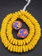 Yellow African Beads Bundle – Krobo Glass Rondelles + Bicone Focals
