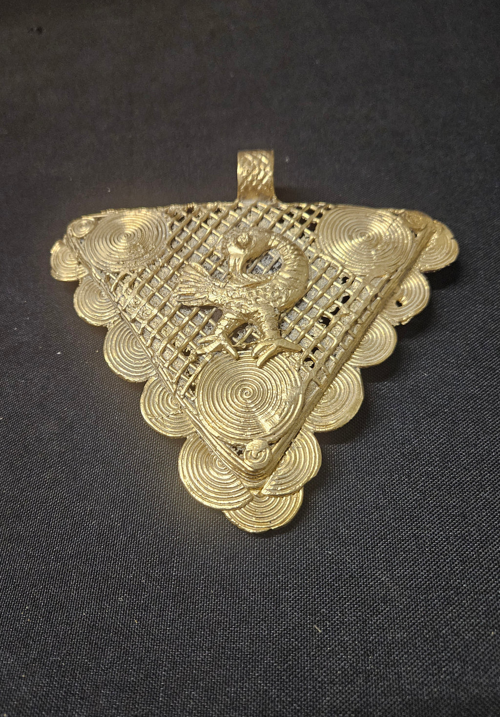 Oversized Sankofa Bird Adinkra Brass Pendant – Handcrafted in Ghana