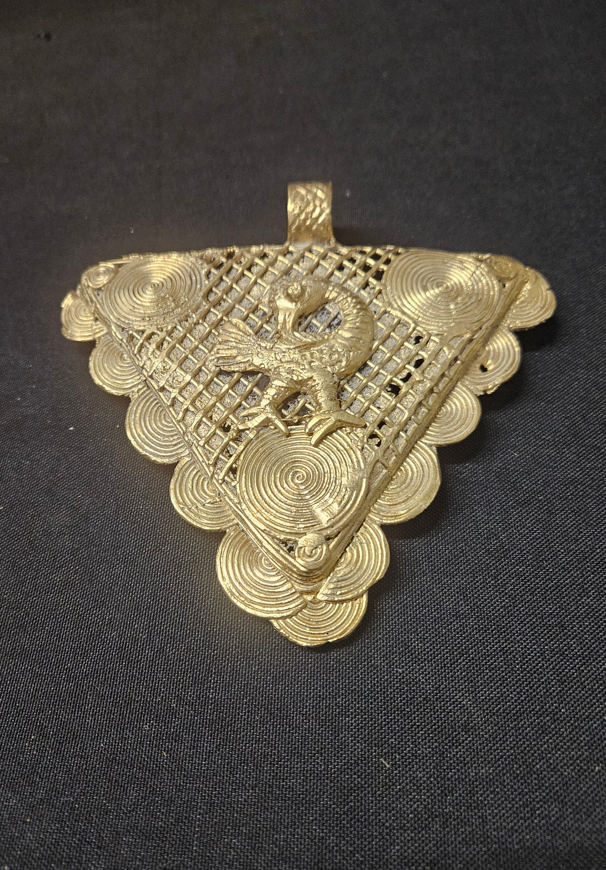 Oversized Sankofa Bird Adinkra Brass Pendant – Handcrafted in Ghana