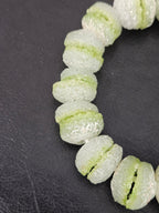 Lime Green & White Krobo Sugar Glass Rondelle Beads | Handcrafted Recycled Glass Beads from Ghana | Approx. 30 Beads Per Strand