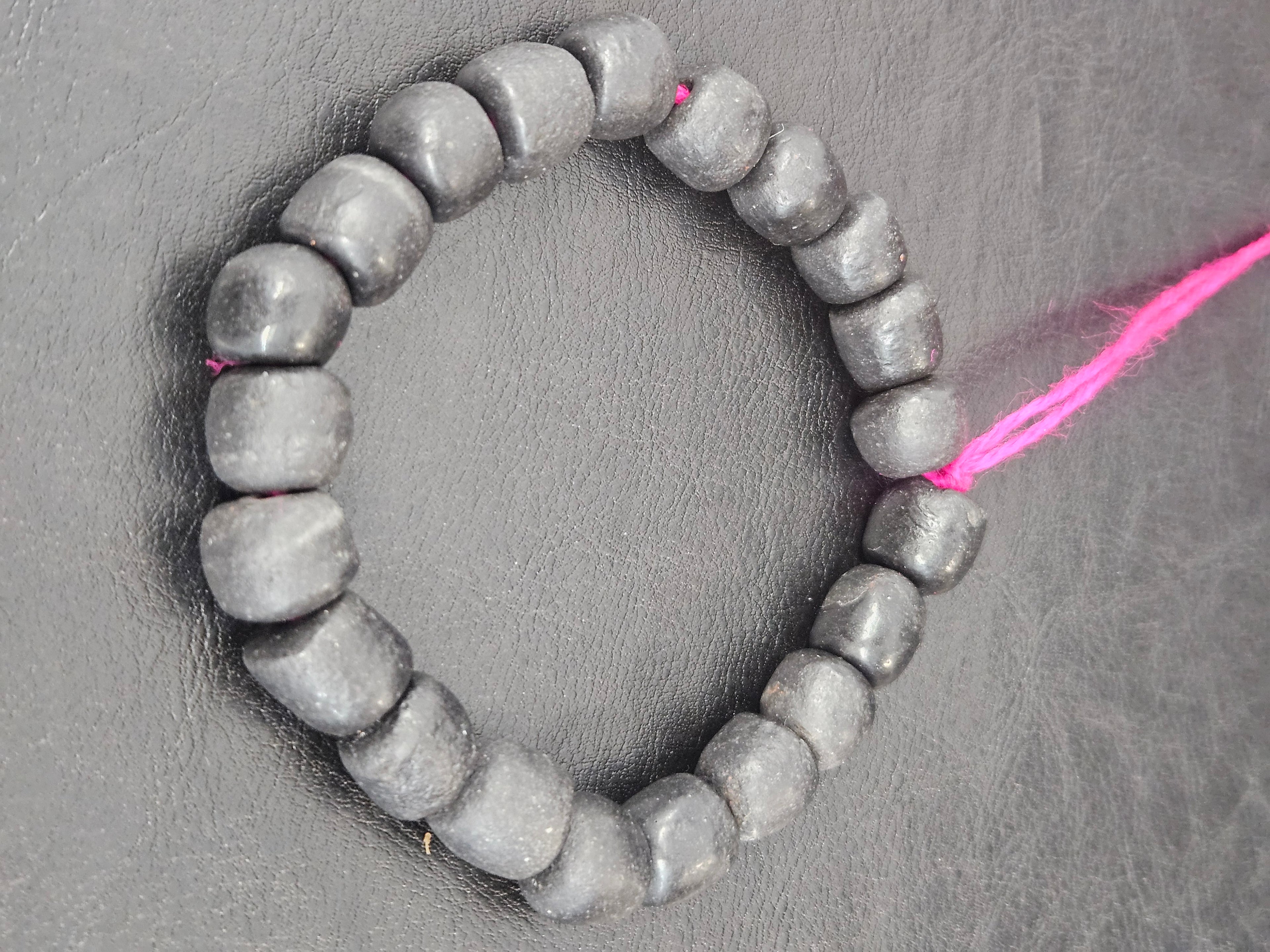 Matte Black Krobo Recycled Glass Beads | Handmade Glass Beads from Ghana