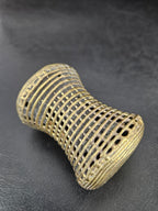 Oversized Ashanti Brass Talking Drum Bead | Ghana Ribbed Focal Bead