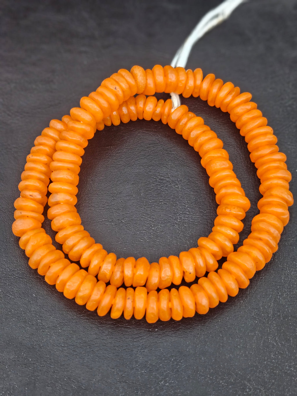 Authentic Orange Krobo Translucent Recycled Glass Rondelle Beads Handmade in Ghana