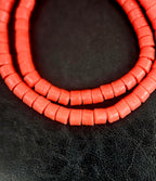 Burnt Terracotta Small Cube Tube Krobo Powdered Glass Beads | Ghana Recycled Glass | 77–78 Beads