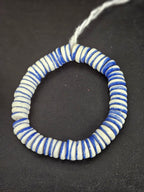 Handmade Cobalt Blue & Ivory Krobo Glass Spacer Beads | African Recycled Glass Beads | Ghana Jewelry Making Supplies