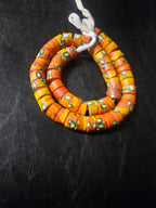 Orange Floral Trade Beads – Multicolor Pattern 8–12 × 14–15mm