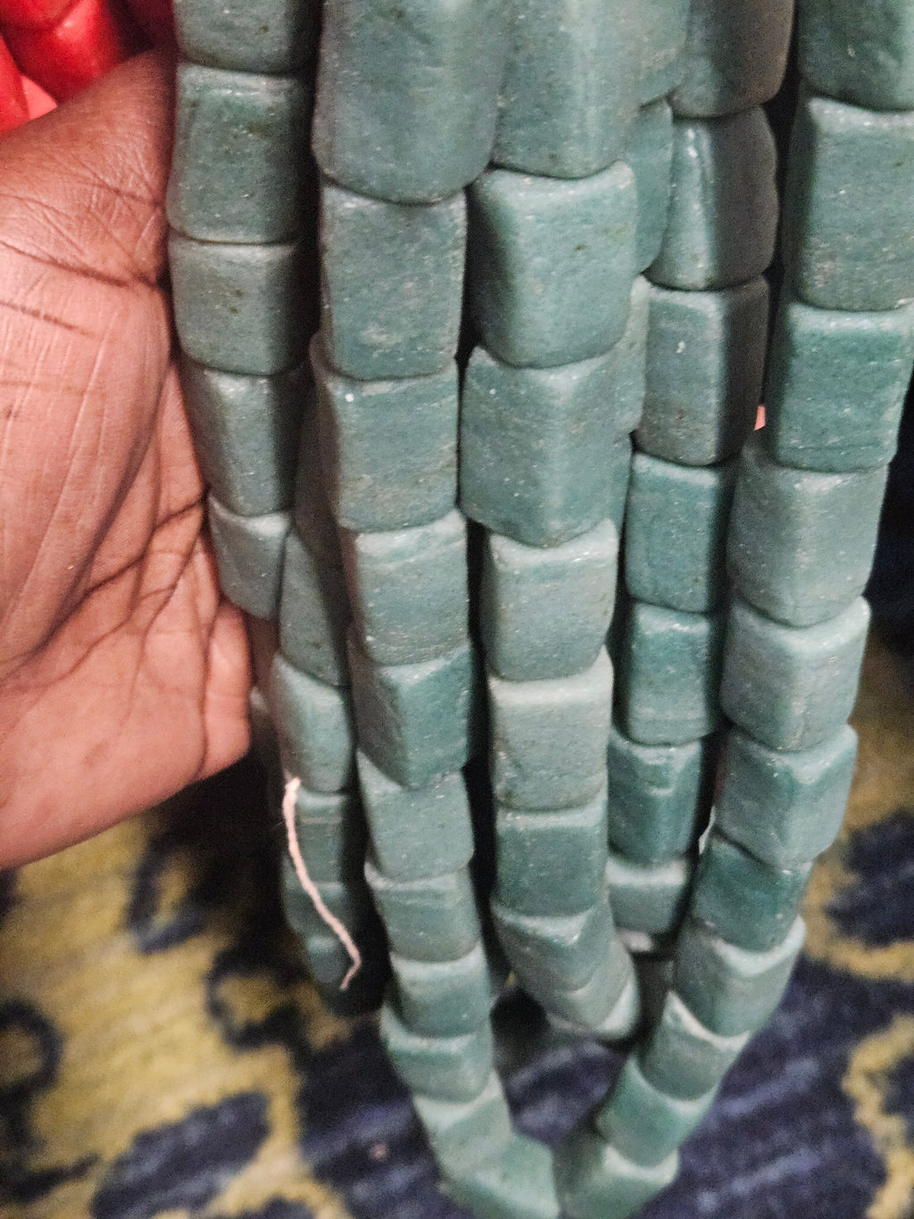 Authentic Sea Glass Aqua Cube Tube Krobo Powdered Glass Beads Handmade in Ghana