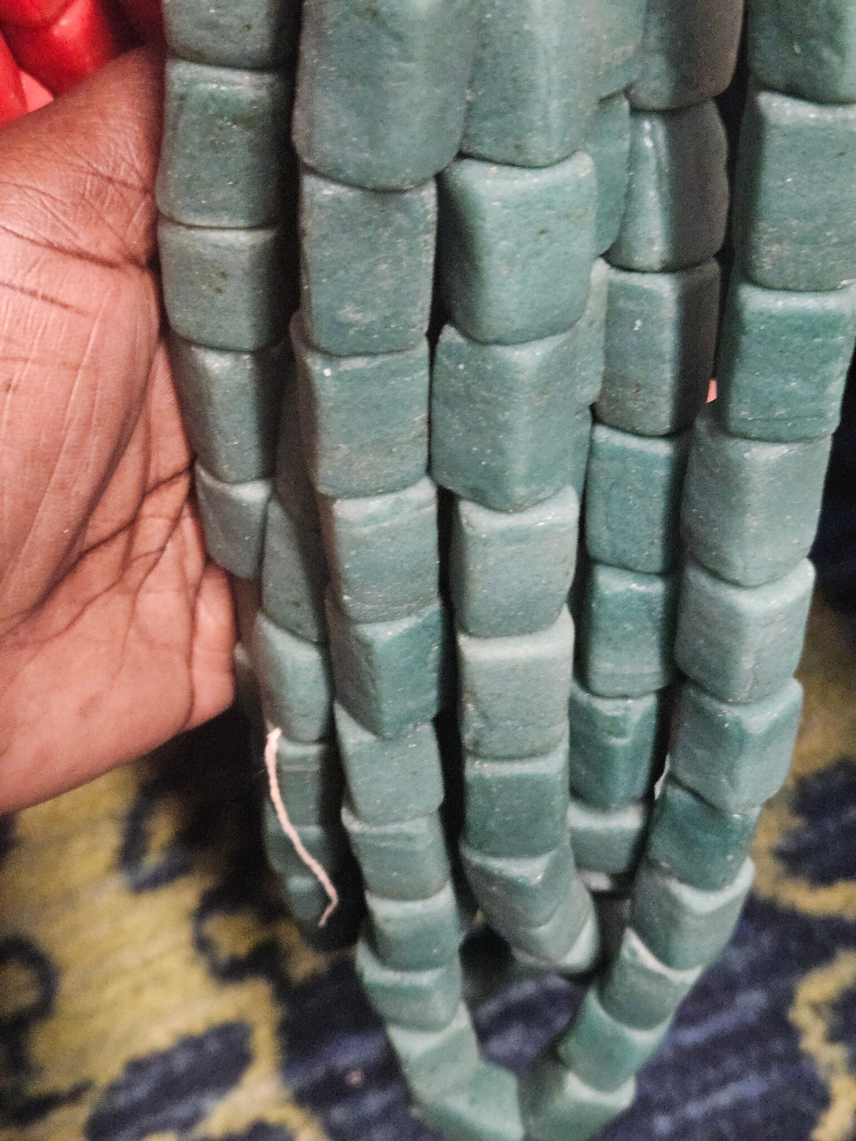 Authentic Sea Glass Aqua Cube Tube Krobo Powdered Glass Beads Handmade in Ghana