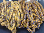 Handmade Golden Ochre & Brown Krobo Glass Spacer Beads, African Recycled Glass Beads, Ghana Jewelry Making Supplies