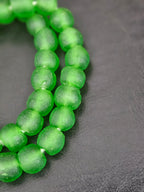 Authentic African Green Krobo Recycled Glass Beads | Handmade Translucent Ghana Beads 12–14mm