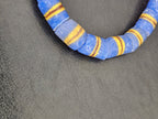 Blue Striped Krobo Kente Glass Beads | Handcrafted Powdered Glass Beads from Ghana | Approx. 17 Beads