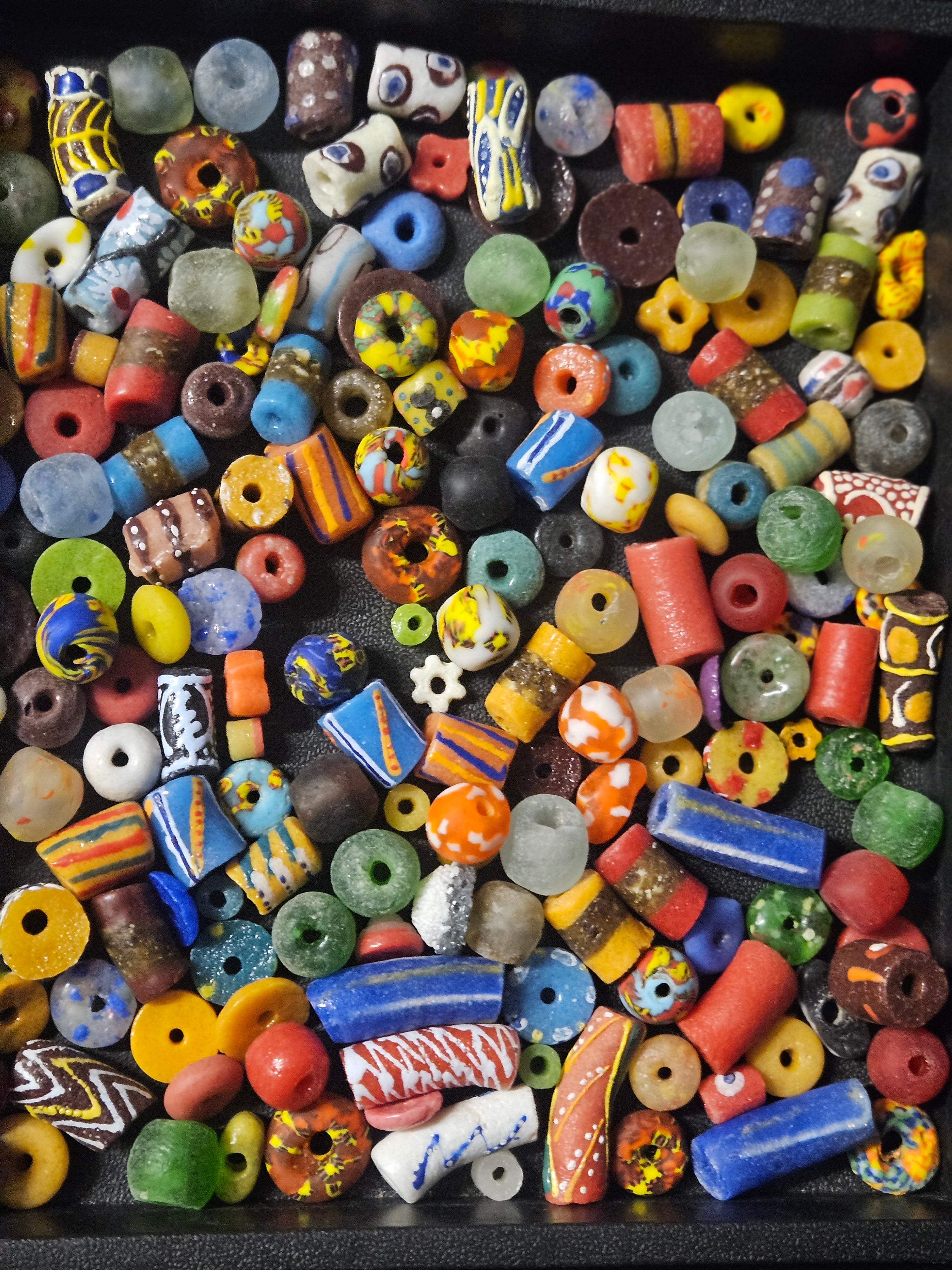 Ghana Glass Bead Treasure Mix – Assorted African Krobo Beads, 1 Cup