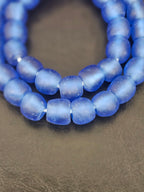 Authentic Cobalt Blue Krobo Recycled Glass Beads | Handmade Translucent Ghana Beads 12–14mm