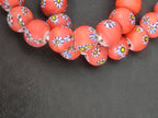 Coral Eye Motif African Trade Beads Sourced in Ghana | Large-Hole Recycled Glass Trade Beads | 15–16mm Designer & Collector Strand