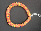 Krobo Painted Glass Tube Beads | Terracotta Coral, Golden Yellow & Royal Blue | Handmade Recycled Glass Beads from Ghana