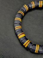 Black Striped Krobo Kente Glass Beads | Handcrafted Powdered Glass Beads from Ghana | Approx. 17 Beads