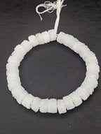 White Krobo Sugar Glass Short Tube Beads | Handcrafted Recycled Glass Beads from Ghana | Approx. 32 Beads Per Strand