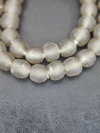 Authentic Smoke Gray Krobo Translucent Recycled Glass Beads | Handmade Ghana Glass Beads 12–14mm