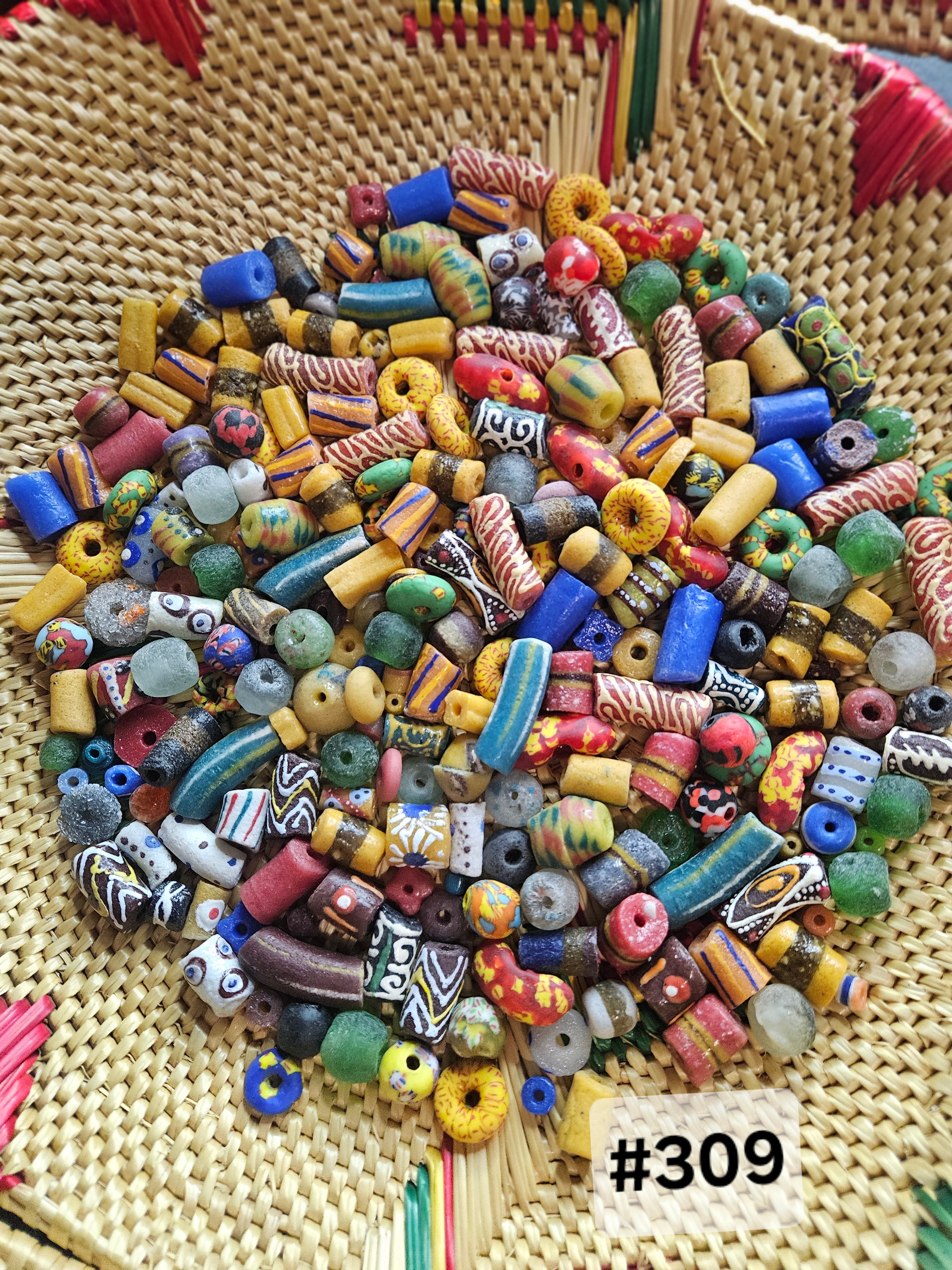300+ Krobo Recycled Glass Bead Soup Mix