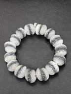 Black & White Krobo Sugar Glass Rondelle Beads | Handcrafted Recycled Glass Beads from Ghana | Approx. 30 Beads Per Strand