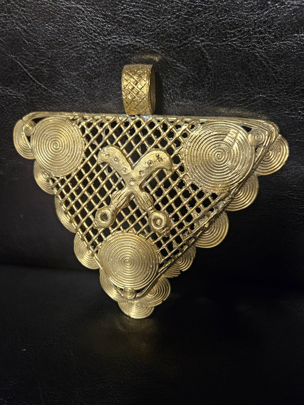 Oversized Adinkrahene Akofena Brass Statement Pendant – Handcrafted in Ghana