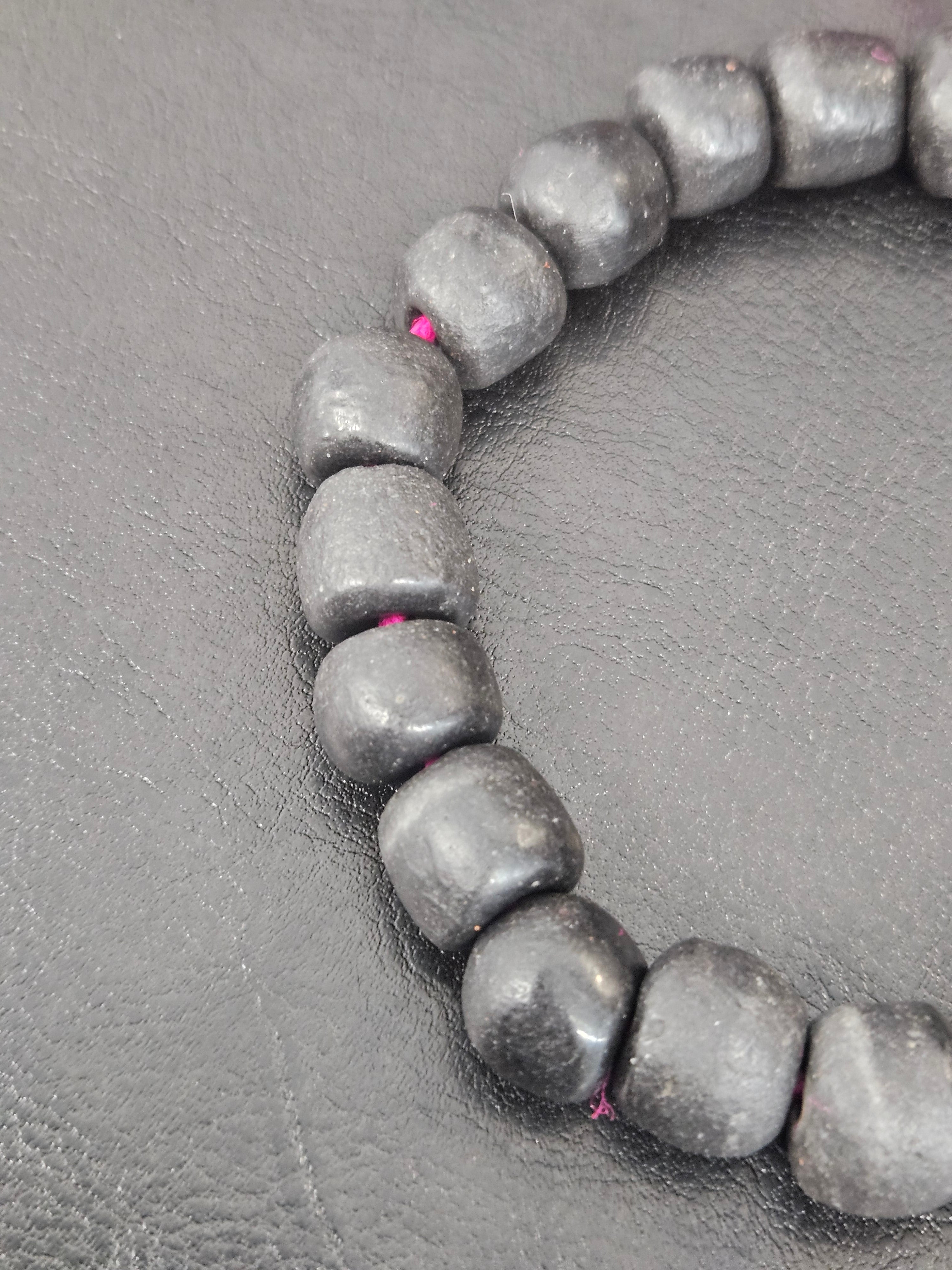 Matte Black Krobo Recycled Glass Beads | Handmade Glass Beads from Ghana