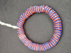 Cobalt Blue & Coral Red Krobo Glass Spacer Beads | Handmade Recycled Glass Beads from Ghana
