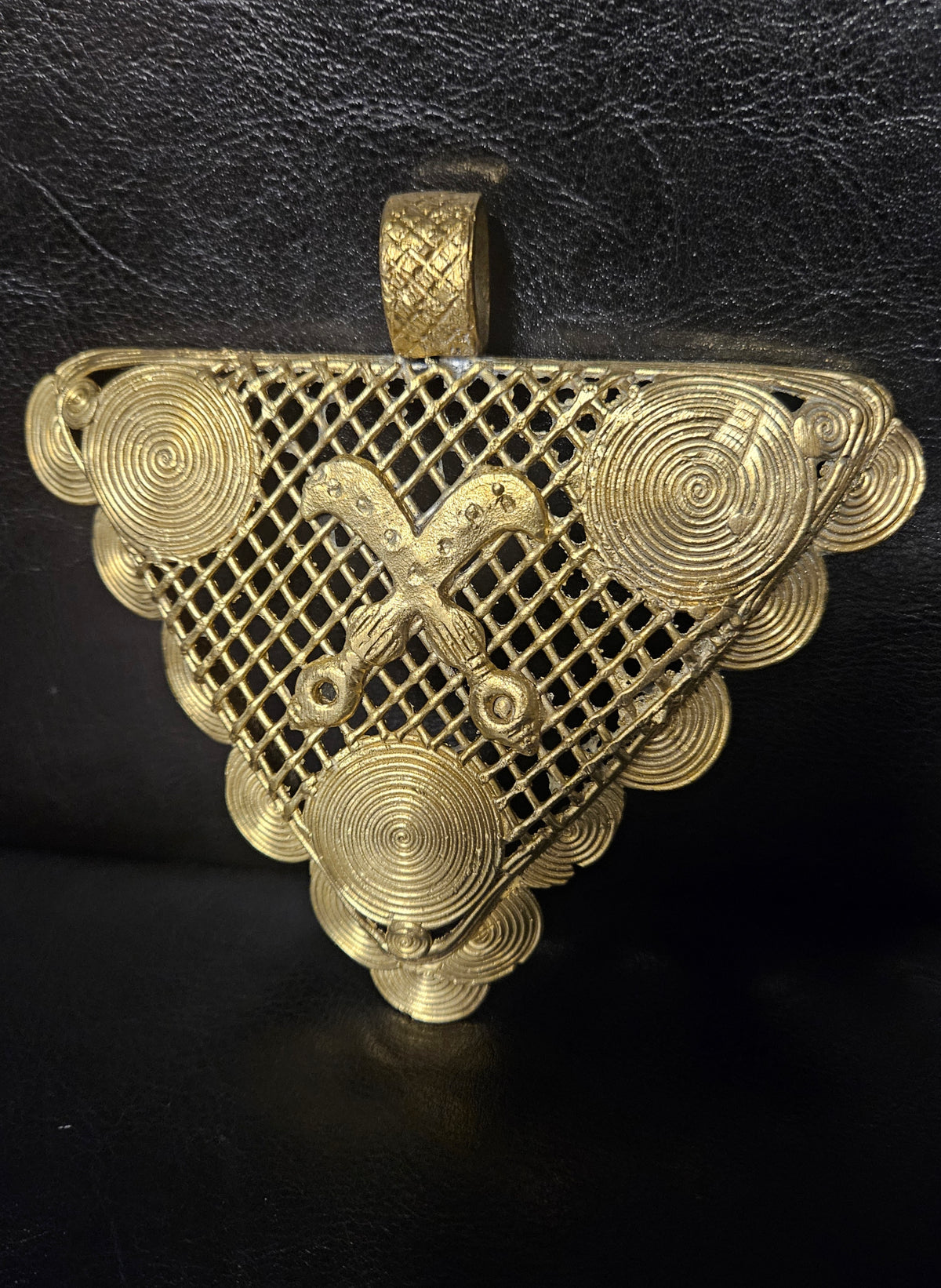 Oversized Adinkrahene Akofena Brass Statement Pendant – Handcrafted in Ghana