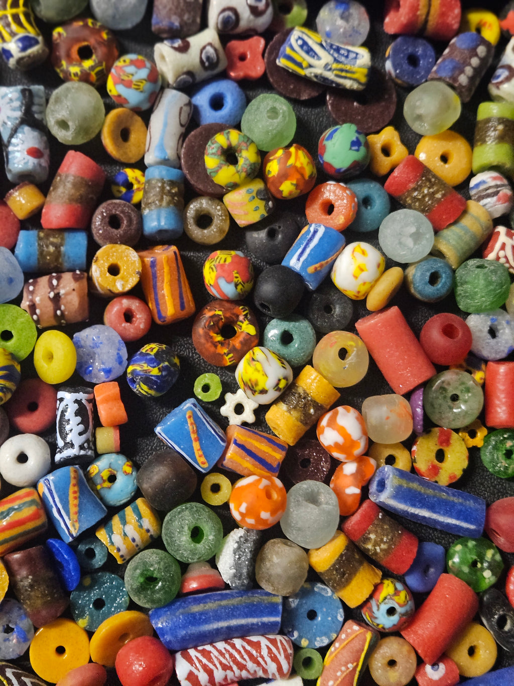 Ghana Glass Bead Treasure Mix – Assorted African Krobo Beads, 1 Cup