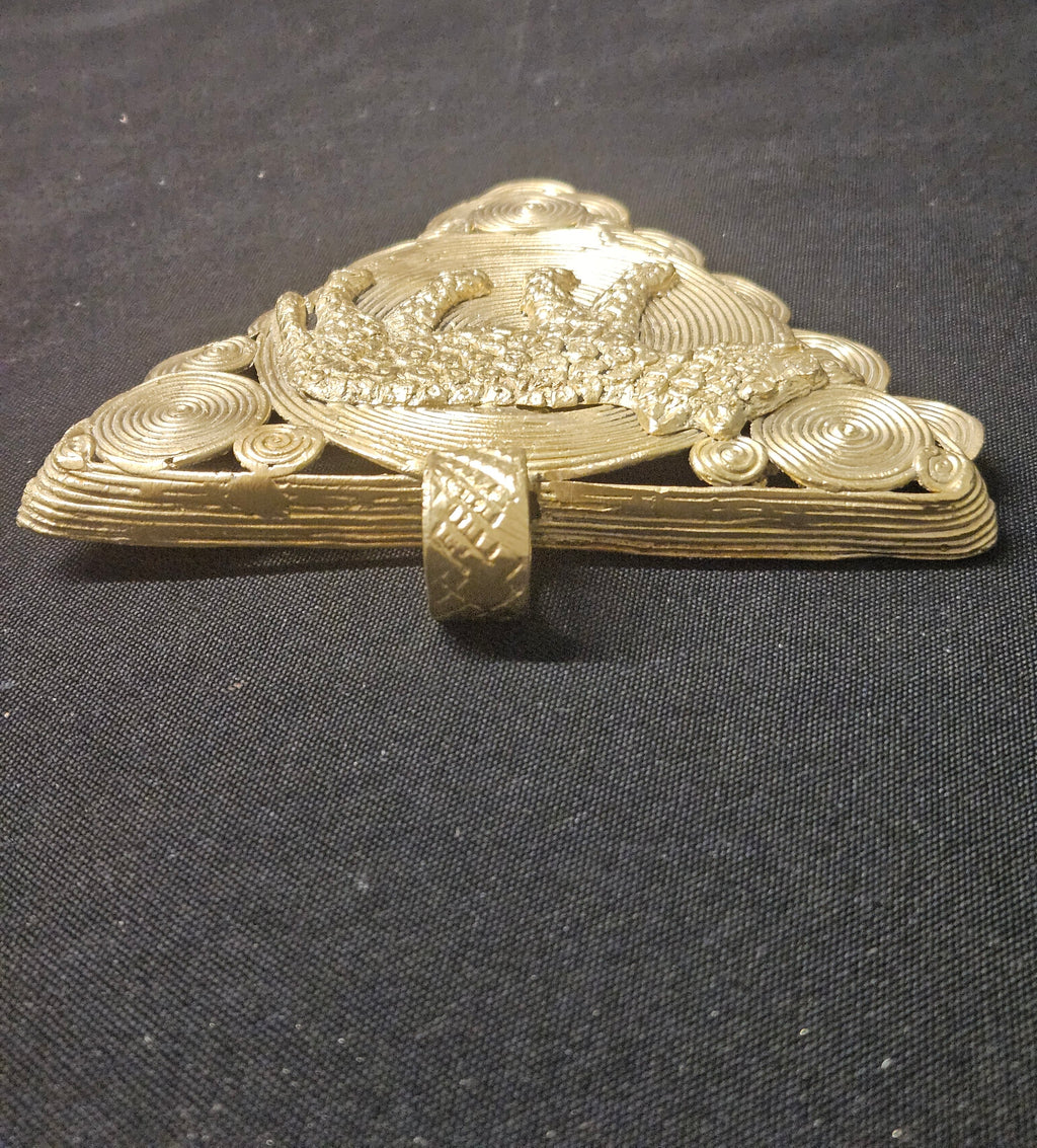 African Brass Tiger Pendant with Adinkrahene Symbol – Ghana