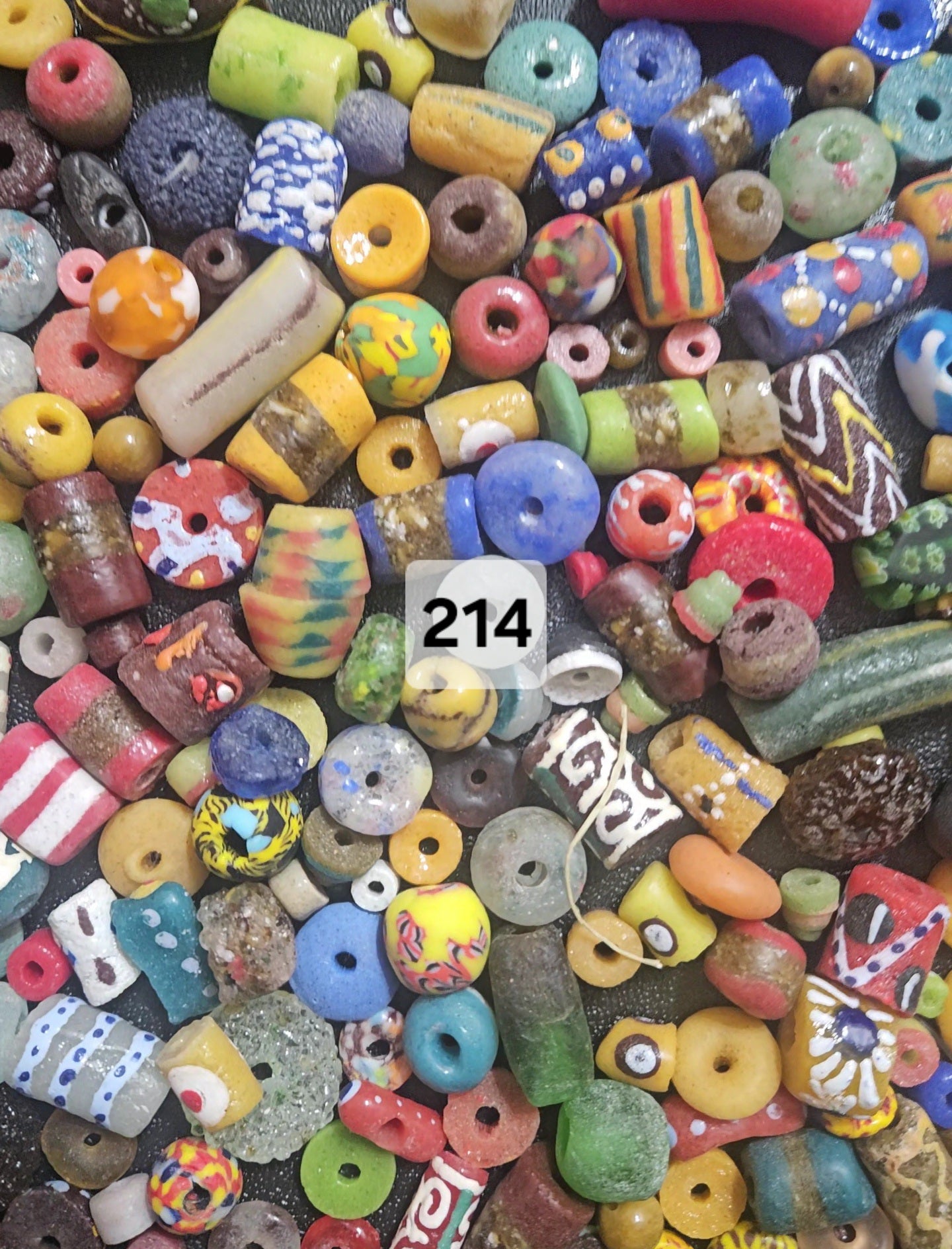 African Beads Soup Mix – 1 Cup (160+ Handcrafted Ghana Krobo Recycled Glass Beads for Jewelry & DIY, 1lb)