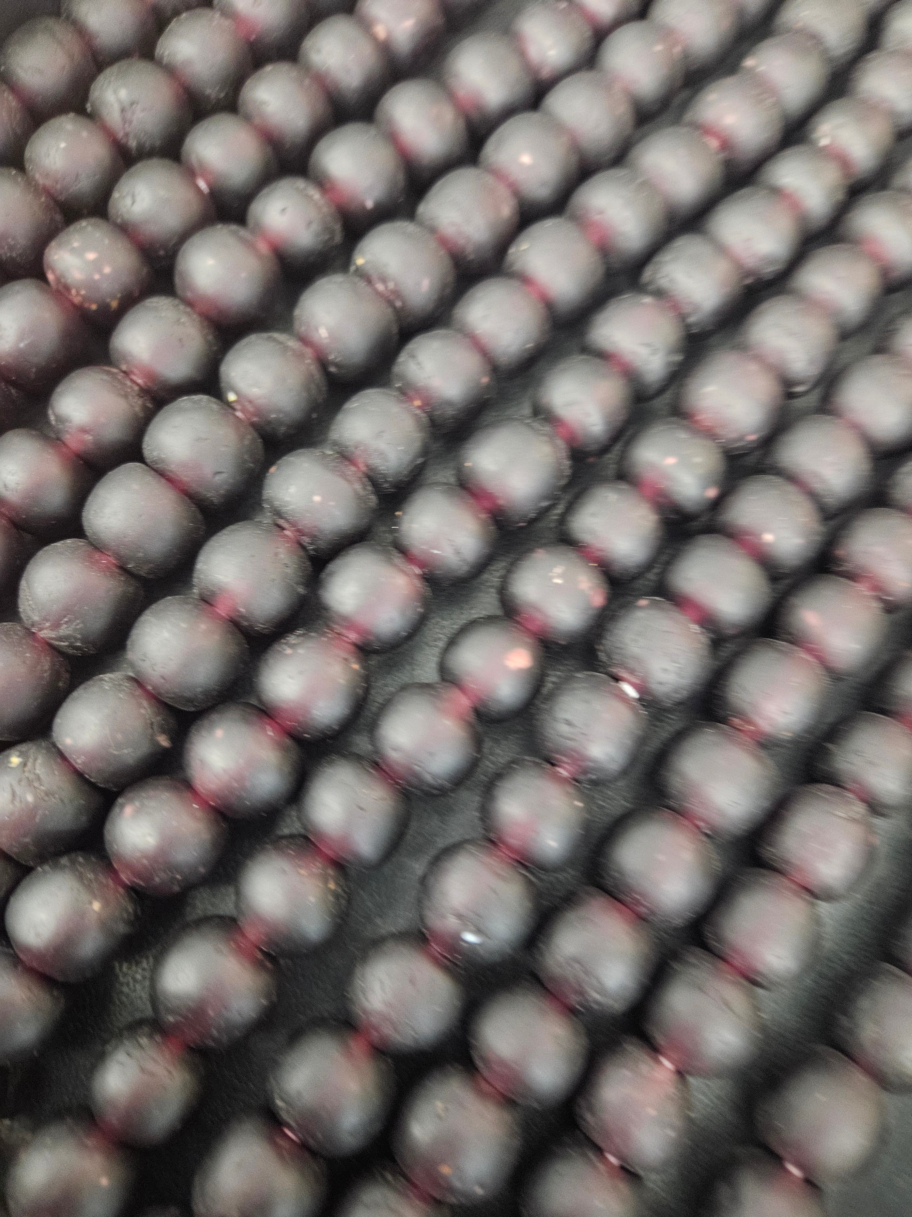 Burgundy Krobo Pocket Glass Beads – Handmade in Ghana, 13–14mm