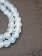Authentic African Beads from Ghana | Chunky Ice Blue Translucent Recycled Glass Beads | Handmade Krobo Beads 12–14mm
