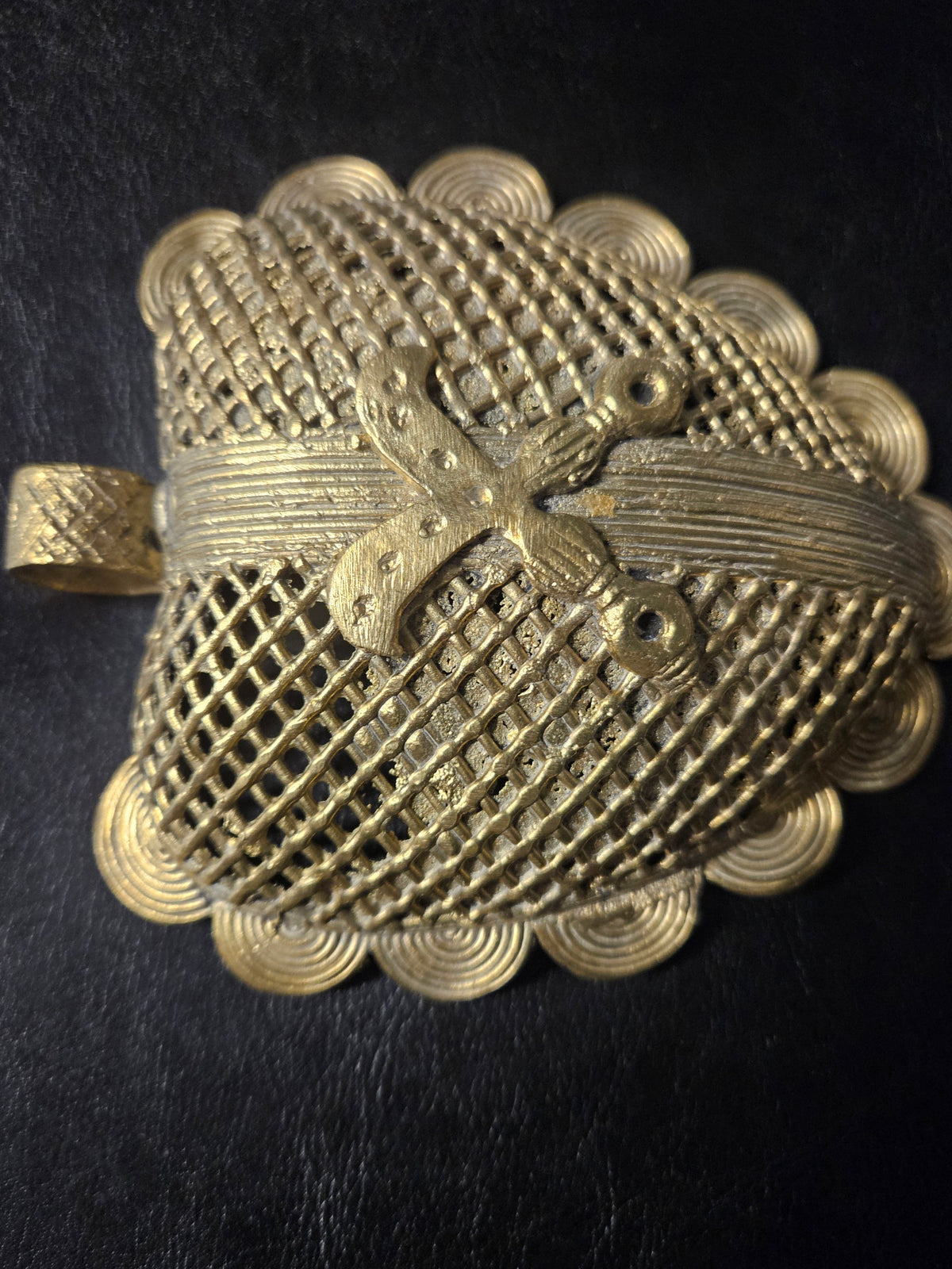 Oversized Akofena Adinkra Symbol Brass Pendant Handmade in Ghana