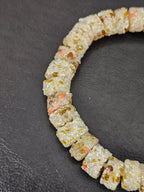 Ivory Confetti Krobo Sugar Glass Rondelle Beads | Handcrafted Recycled Glass Beads from Ghana | Approx. 32 Beads Per Strand