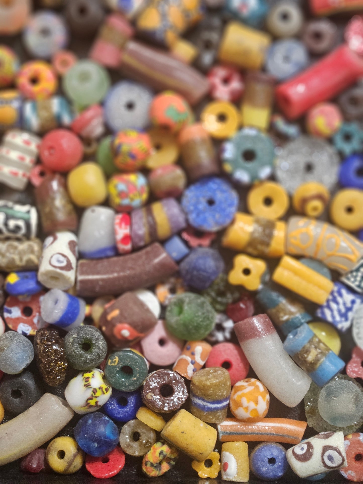 African Krobo Recycled Glass Beads – 1 Cup Mix (160+ Handmade Ghana Beads for Jewelry & Crafting, 1lb)