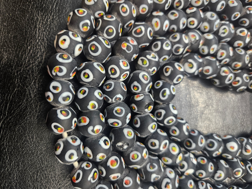 Designer Eye Trade Beads – Black, White & Multicolor 37–38 Beads