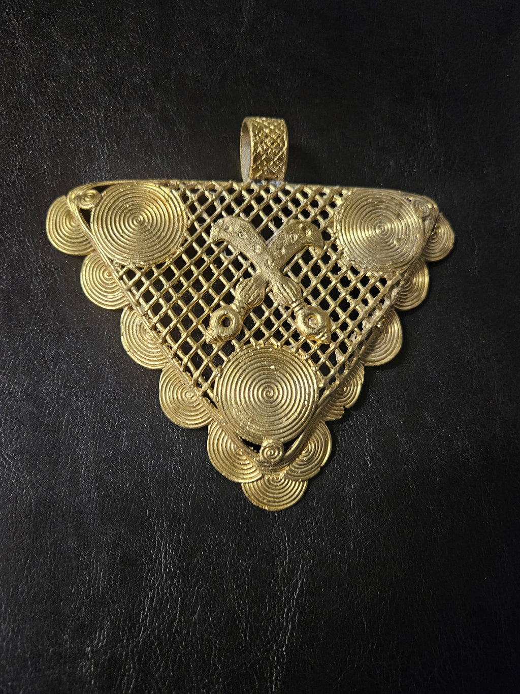 Oversized Adinkrahene Akofena Brass Statement Pendant – Handcrafted in Ghana
