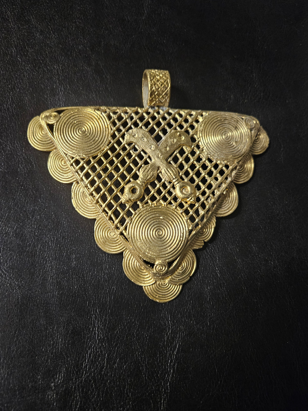Oversized Adinkrahene Akofena Brass Statement Pendant – Handcrafted in Ghana