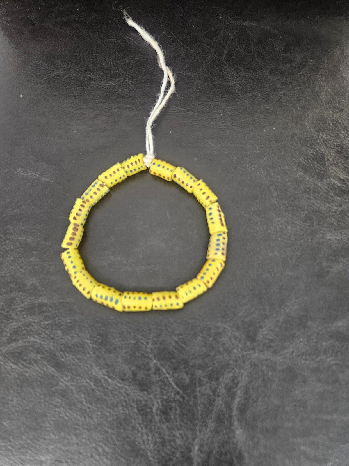 Golden Yellow Painted Krobo Glass Short Tube Beads | African Recycled Glass Beads Handmade in Ghana | Approx. 17 Beads