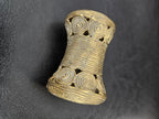 Oversized Ashanti Brass Talking Drum Bead — Spiral Medallion Openwork