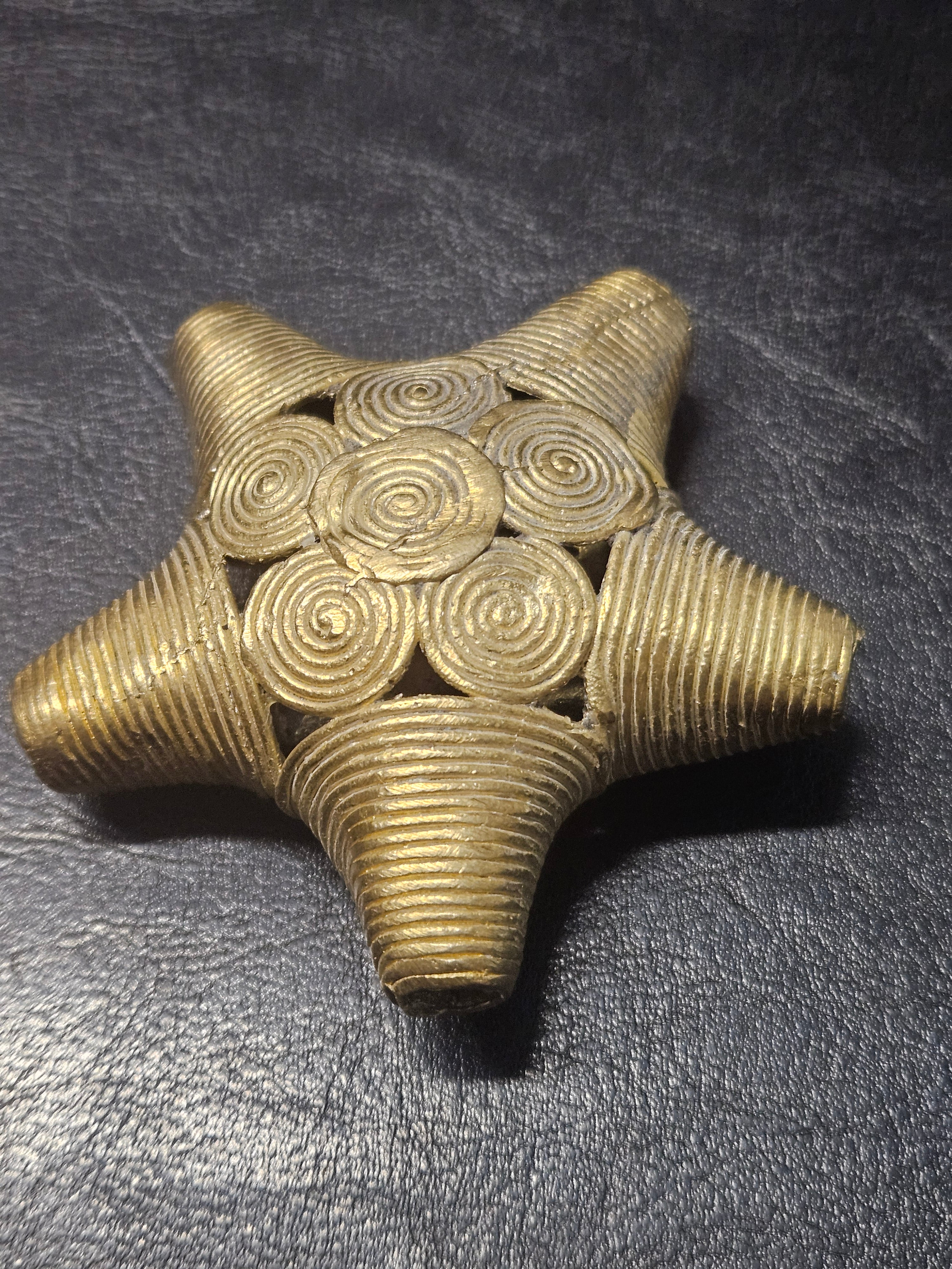 Oversized African Ashanti Brass Star Bead | Ghana Statement Focal Bead