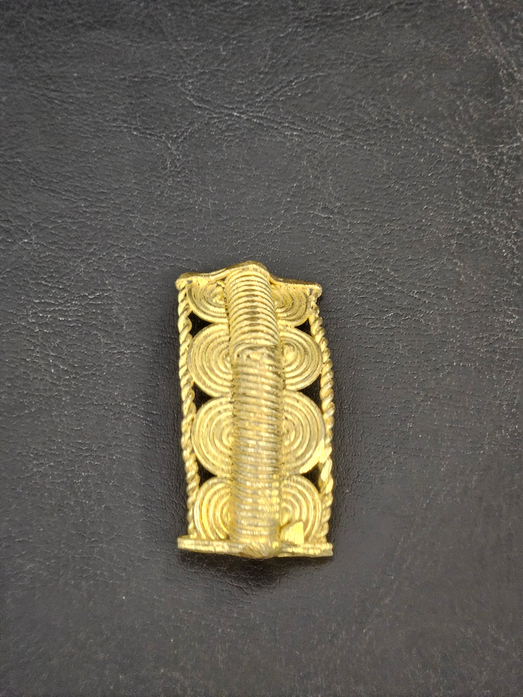 Handcrafted Curved Ashanti Brass Component Bead | Large Hole African Brass Bracelet Focal Bead | Ghana Artisan Brass Connector 25x50mm