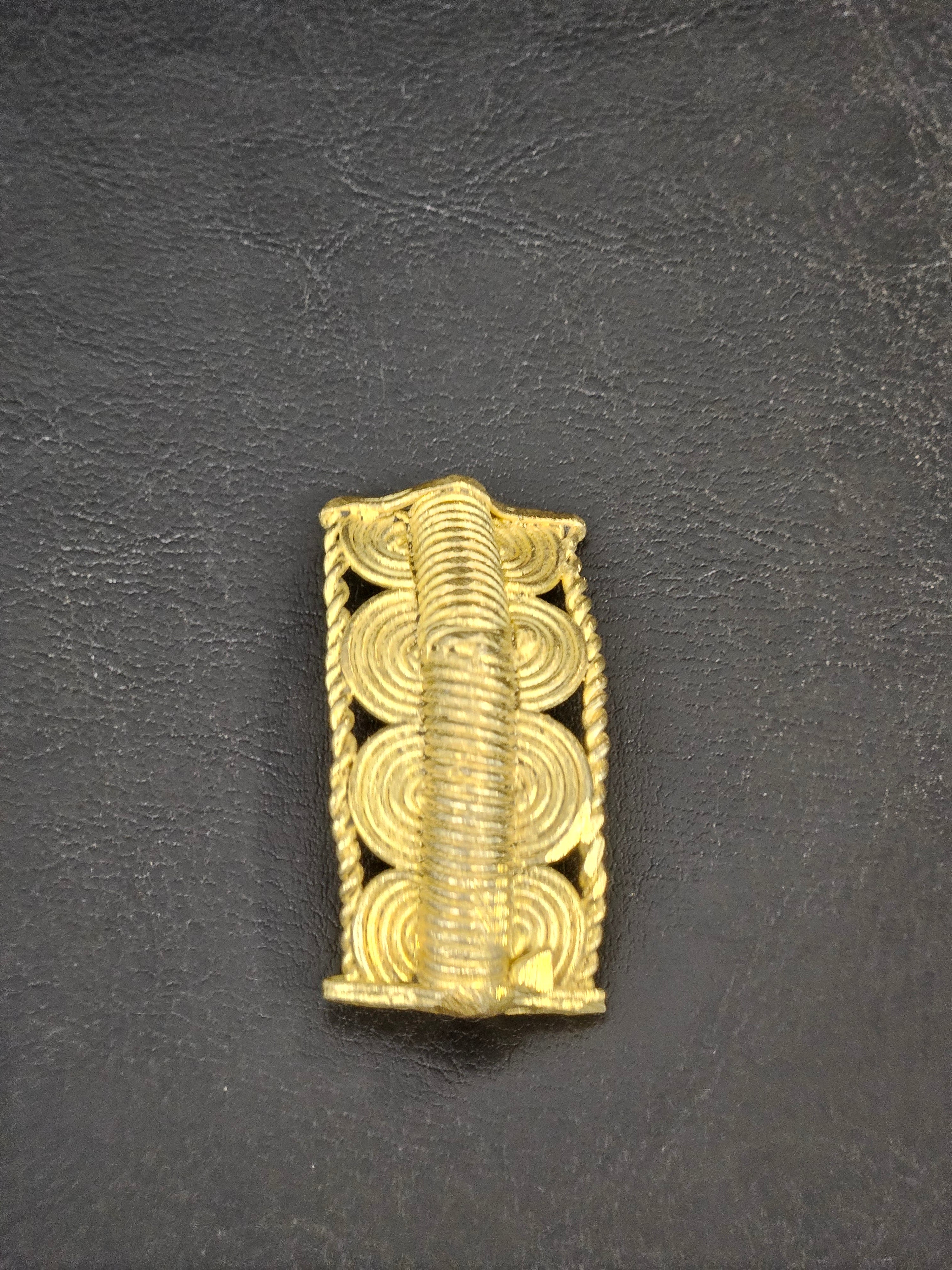 Handcrafted Curved Ashanti Brass Component Bead | Large Hole African Brass Bracelet Focal Bead | Ghana Artisan Brass Connector 25x50mm