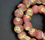 Chocolate Brown Eye Motif African Trade Beads Sourced in Ghana | Large-Hole Recycled Glass Trade Beads | 15–16mm Designer & Collector Strand